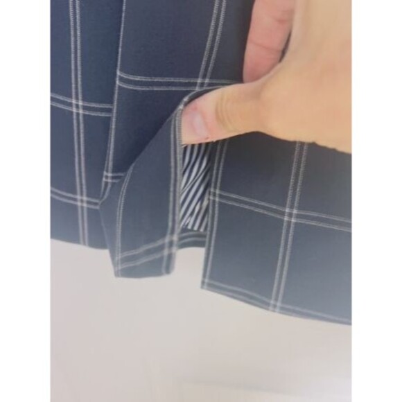 Banana Republic Womens Blazer 0 Navy Blue Grid Machine Washable Bell Sleeves - Picture 6 of 9